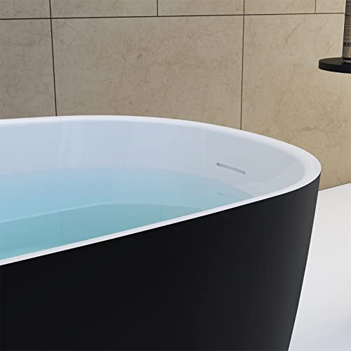 Image of 59 inch Acrylic Freestanding Bathtub, Single Slipper Free Standing Tub, Soaking Tub with Integrated Slotted Overflow, Toe-Tap Chrome Drain, cUPC Certified, Matte Black