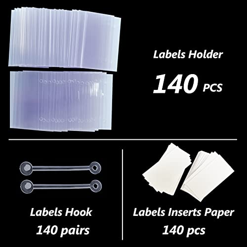 140 Pcs Plastic Wire Shelf Label Holder - Shelf Label Holders 3.1" X 1.6", Wire Basket Label Holders With Hook And 140Pcs Label Inserts #TOP2