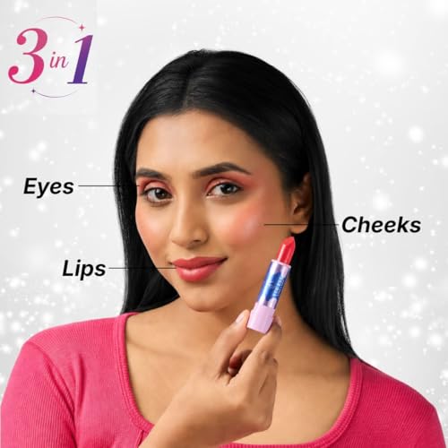 Image of TEE ESS Lollies 3-in-1 Multi Use LipStick | Used as Lipstick ,Highlighter and EyeShadow | With Ph Adaptive Colour| High Shine Finish | Smooth & Silky Texture | Lightweight, Moisturizing with Vitamin E | Non-Sticky for Daily Wear | 4gms (Orange)