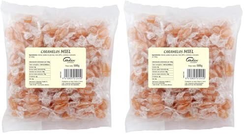 Caramelos Cerdán - Caramelo con 20% de Miel Pura| Caramelo Duro | Bolsa de 150 Unidades | Sin Gluten ni Alérgenos ni Conservantes ni Aromas ni Colorantes Artificiales - Medio Kilo (Paquete de 2)