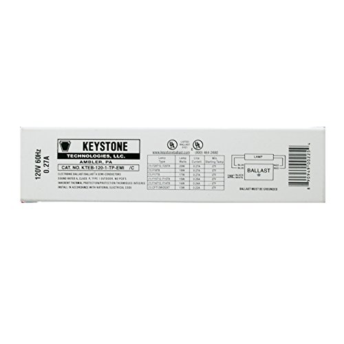 Keystone KTEB1201TPEMI Fluorescent Ballast, 1Lamp, F20T12, 20W T12