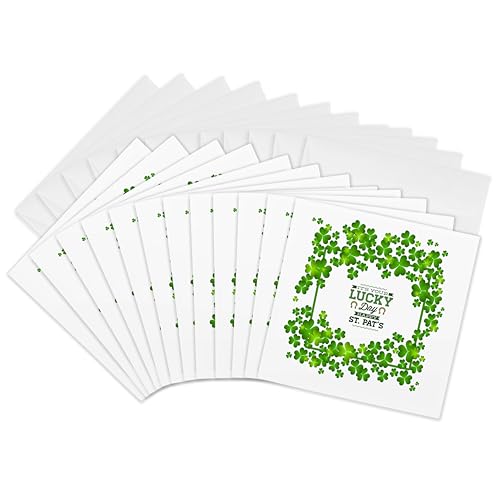 Cartes de vœux Saint-Patrick irlandais trèfle vert - 12 pièces 3dRose