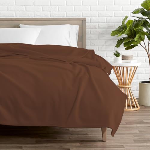 Image of 300 TC All Season Solid /Plain Lightweight Polar Fleece Single Bed Blanket (152 x 230 cm) Brown Blanket SingleIV10