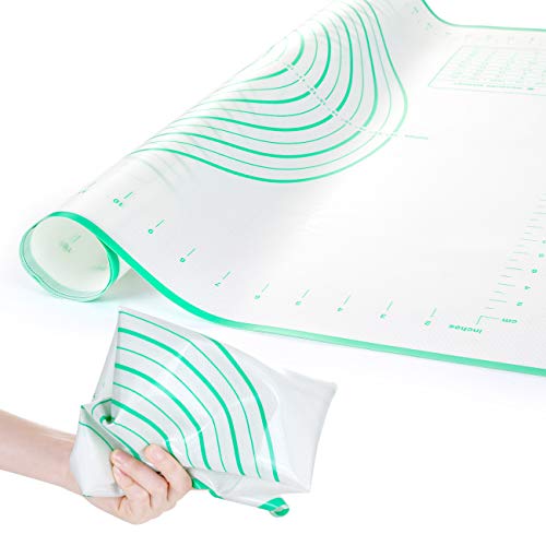 GWHOLE Silikonmatte Backmatte Silikon Teigmatte Wiederverwendbar Antihaft Rutschfest mit Messung, 60 x 40 cm (60×80cm, Grün)