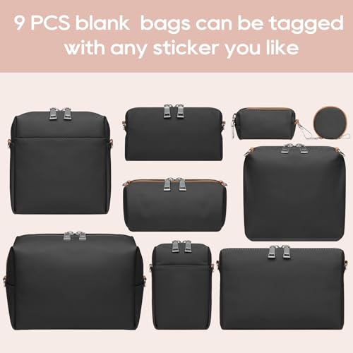 Joyway 10PCS Travel Makeup Bag Set, Large Capacity Cosmetic Bags for Women Girls, Waterproof Portable Toiletry Bag Organizer Make up Bag, Can be fitted with suspenders(Black)4