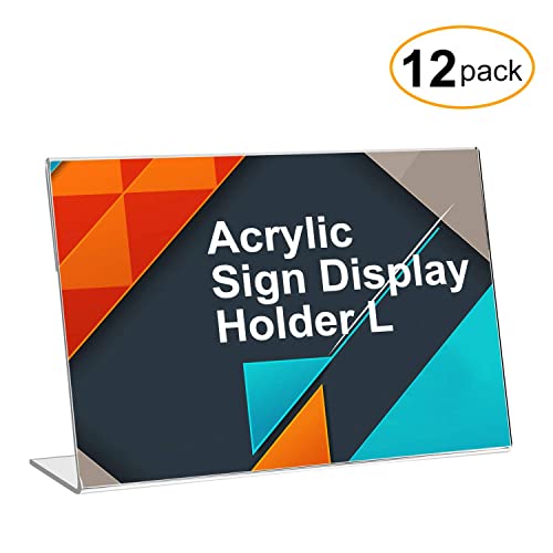 Cliselda 12 Pack 6X4 In Acrylic Sign Display Holder, Clear Menu Holders Table Card Holders Plastic Photo Frames Ad Frames For Office,Home,Store,Restaurant,Hotels #TOP5