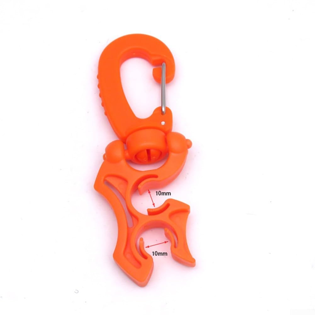 EXTRWORY Double Hose Holder for Scuba Diving with Clip, Fits For BCD Regulators, Efficiently Holds 2 Hoses with Easy Snap Design (Orange 10 * 10mm)