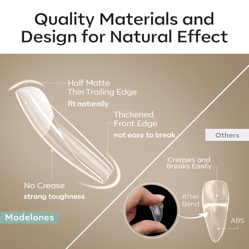 Image of Modelones Long Square Nail Tips 3xxxl Straight Pre-shaped Soft Gel Fake Kit | Acrylic Clear Full Cover Press on Extension Kit Gel Manicure DIY at Home 216PCS 12Sizes