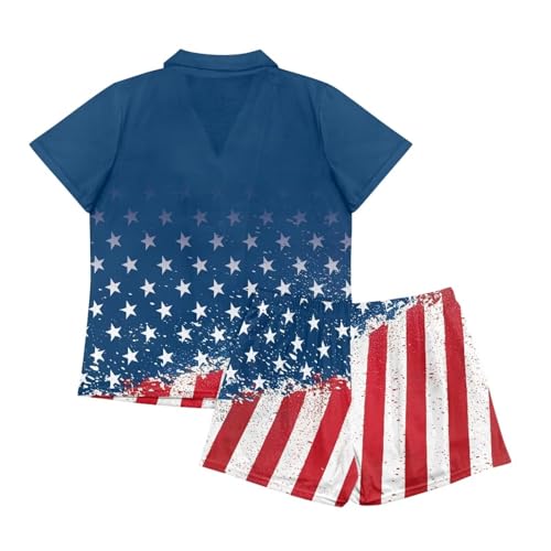 Image of Women's Short Sleeve Sleepwear Button 2 Piece Plus Size Pajamas Casual Soft Stretchy Funny Nightwear with Pockets