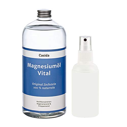 Casida - El Aceite de Magnesio Zechstein 1000ml / 1 litro + vaporizador - mineral original de Zechstein - la calidad de las farmacias