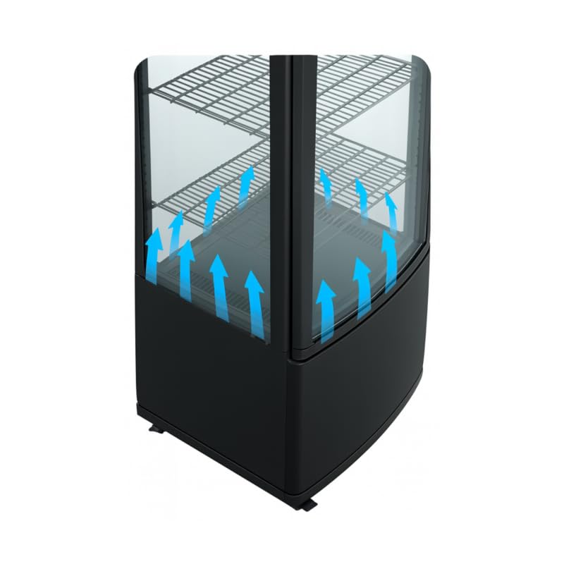 Vitrina Refrigerada Panorámica Negra 235L - 4 Caras Acristaladas - LED - 0/+12°C