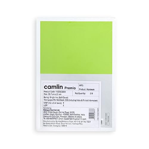 Image of Camlin Premio 64 GSM Single Line 300 pages Notebook pack of 2