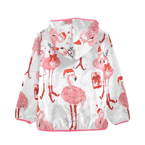 OTVEE Christmas Winter Flamingos Kids Hoodie Jacket Fall Spring Full Zip Warm Outwear Coat2