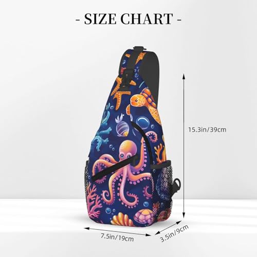 Bolso bandolera con patrón de tortuga y pulpo para mujer y hombre miniatura 3
