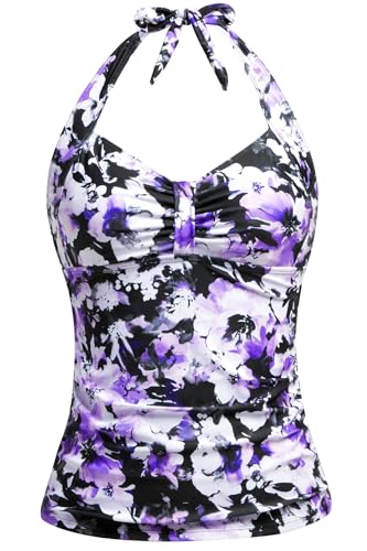 Women Tankini Bathing Suit Top Only - Halter Swimsuit Top Tummy Control Swimwear Swim Tank Top Only No Bottom 2025