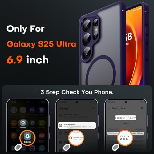 Image of TOCOL Magnetic for Samsung Galaxy S25 Ultra Case, Upgraded Full Camera Protection, Compatible with Magsafe, Drop Protection Back Cover for Samsung Galaxy S25 Ultra 6.9-Inch (Midnight Purple)
