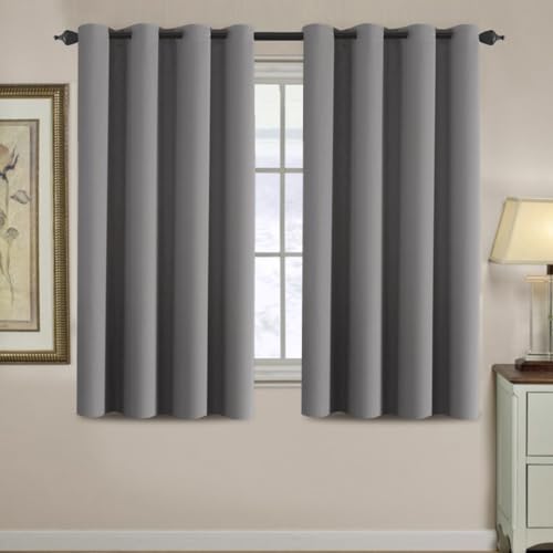 Image of H.VERSAILTEX Blackout Curtain for Living Room Thermal Insulated Window Treatment Curtain 54 inch Length Energy Saving Solid Grommet Top Blackout Drape, One Panel, Bluish Gray, 52 inch W x 54 inch L