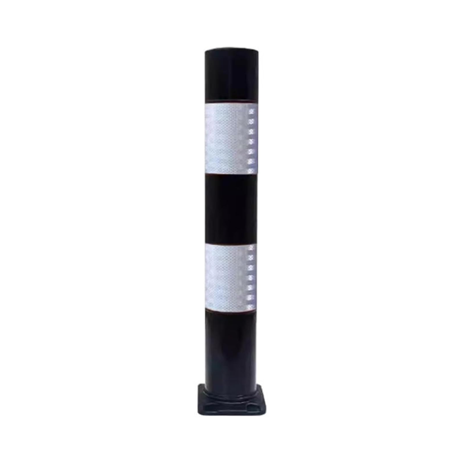 Reflective Safety Bollard - Parking Barrier Column for Traffic Management & Road Protection - Heavy-Duty Base Ideal for Outdoor Use (White)