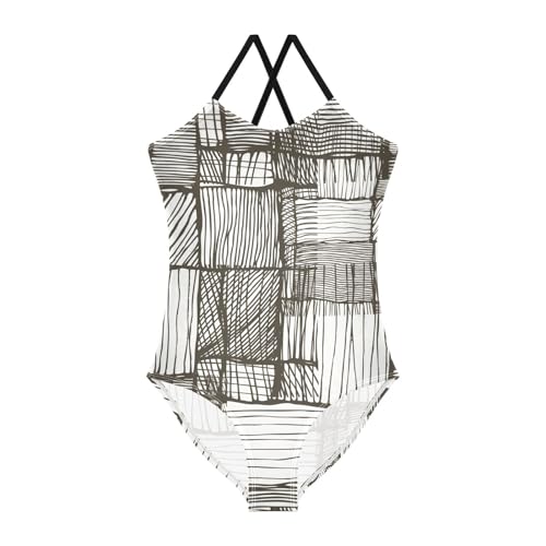 Abstract Grid Pattern Swimsuits for Girls 1 Piecing Swim Suits for Girls Kids Bathing Suit Girl Beach