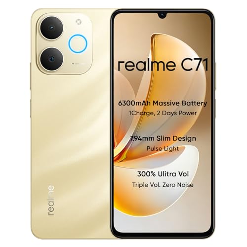 Image of realme C71 4G Smartphone 4GB+64GB,6.745 inch Screen, 90Hz Eye Comfort Display, 6300mAh Battery, 37MP Cameras, Unisoc T7250 Chip, IP54, Dune Gold