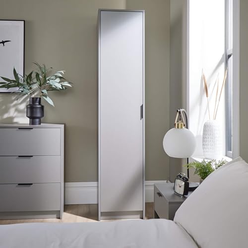 Home Source Phoenix Wardrobe with 1 Door | 180cm Tall Grey| Hanging Rail & Storage Shelf | Contemporary Bedroom Furniture | 40D x 48W x 180H cm - Image 4