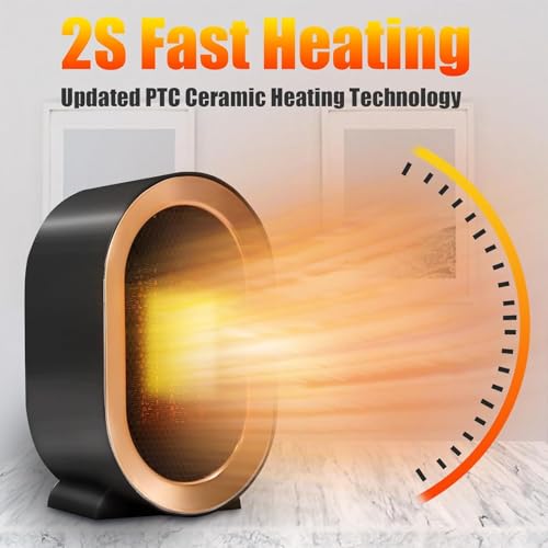 1200W Ceramic Plug in Fan Heater, Portable Electric Heaters with 2 Heat Modes, Anti-Dumping, Anti-Overheating, Double Protection, Safe and Environmentally Friendly,for Bedroom,Living Room (Black)