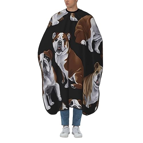 UNIOND Capa de corte de pelo de Bulldogs ingleses, capa profesional de peluquería, capa de peluquería, delantal de peluquería para adultos, 140 cm x 168 cm, blanco, Talla única