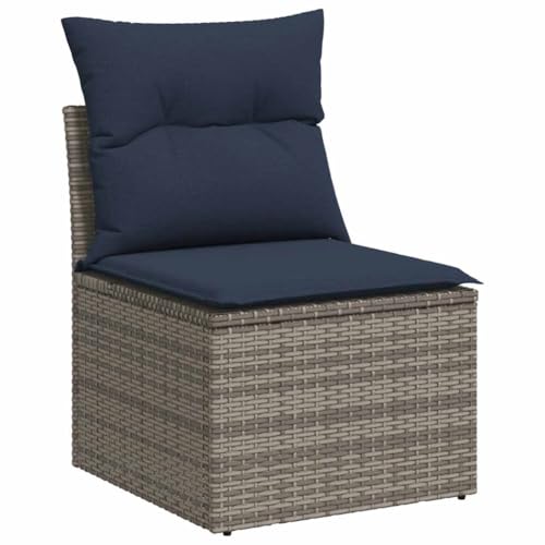 Gecheer Rattan Garden Furniture Set 2 Piece Garden Sofa Set Outdoor Corner Sofa, Patio Sectional Conversation Furniture Sets with Storage Function Grey Poly Rattan Acacia - Image 5