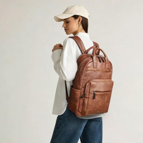 LATMAP Vegan Leather Laptop Backpack