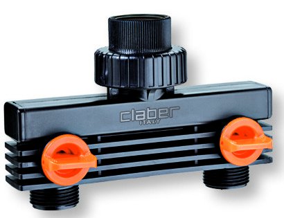 Claber 3/4" threaded 2 way adaptor for connecting 2 timers to 1 tap (2)