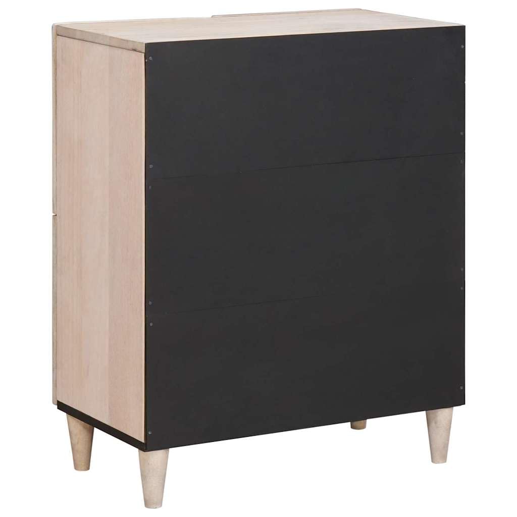 Credenza in Legno Massello di Mango Bianco Sbiancato 60x33x75 cm