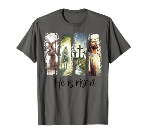 Easter Jesus He is Risen 4 Scenes Christian Men Women Kids T-Shirt