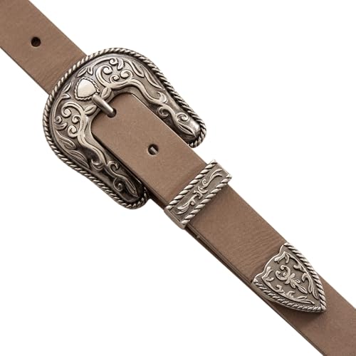 Lucky Brand Women's Western Leather Belt | Classic | Fashion | Vintage | Buffalo Leather | Western-Inspired, Western Buckle And Tip - Sand, Medium by Lucky Brand - Image 5