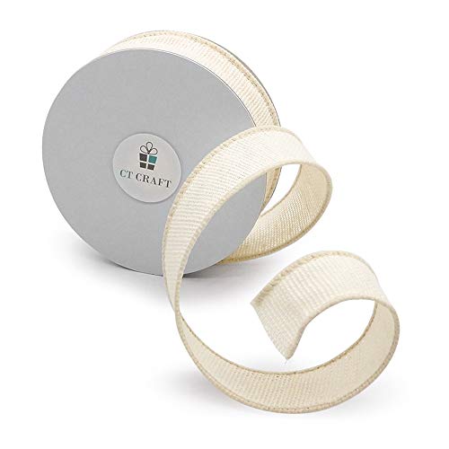 Ct Craft Llc Canvas Wired Ribbon For Gift Wrapping, Home Decor, Decoration Diys And Crafts, 1 Inch X 10 Yards X 1 Roll, Ivory Canvas #TOP1