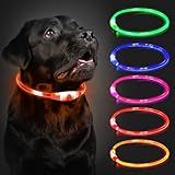 Leuchthalsband Hund, 70cm Einstellbare Hundehalsband Aufladbar, LED Halsband Leuchtend für Haustier, Leuchthalsband Nacht Sicherheit Wasserdichtes für Kleine, Mittlere und Große Hunde,Violett