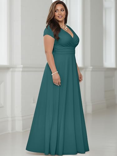 Image of KOH KOH Womens 2026 Sexy Cap Short Sleeve V-Neck Flowy Cocktail Gown