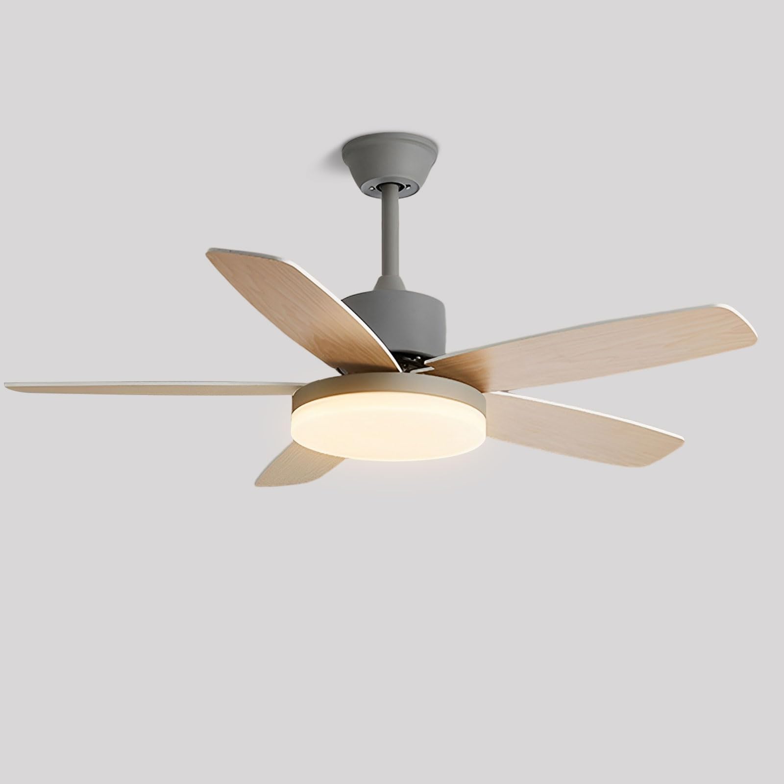 SXDMOUBK Quiet Ceiling Fan Indoor Remote Fans With Lights 36W LED Dimmable Light Fixtures For Bedroom Living Room Classroom Restaurant 6 Speeds, 5 Plywood Blades