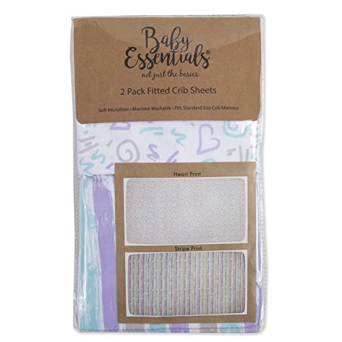 Image of Dreams & Doodles 2 Pack Microfiber Fitted Crib Sheets for Baby Girl, Boy & Neutral, 28x52
