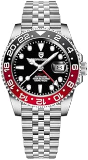 Pagani Design Men's GMT Automatic Mechanical Watch 100m/bar Waterproof Ceramic Bezel Sapphire Glass Luminous Hands Watch