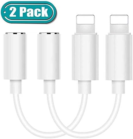 【2 Pack】 for iPhone X Headphone Adapter to 3.5 mm Headphone Jack Adapter for iPhone 8/8 Plus/Xs Max /7/7 Plus/XR Audio Aux Earphone Dongle Spiltter Connector Converter Adapter Support All iOS System