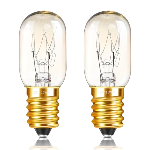 Caldarax Lampadina Forno E14 300 Gradi, Dimmerabile 150LM Bianco Caldo 2700K, AC 230V, T20 E14 Lampadina per Forno, Microonde, Lampade di Sale, Frigorifero, Macchine per Cucire, 2 Pezzi