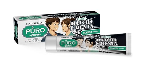 PURO by Forhans Dentifricio Gel, Gusto Matcha E Menta, Manga Edition, Senza Fluoro, Aroma Rigenerante e Alito Fresco e Design Pop, Igiene Orale Quotidiana, 75 ml