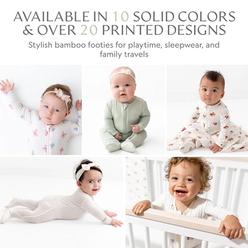 Image of Bamboo Little Soft Baby Footie Pajamas, Baby Clothes, Newborn Sleepers, 95% Viscose and 5% Spandex, 0-24 Months