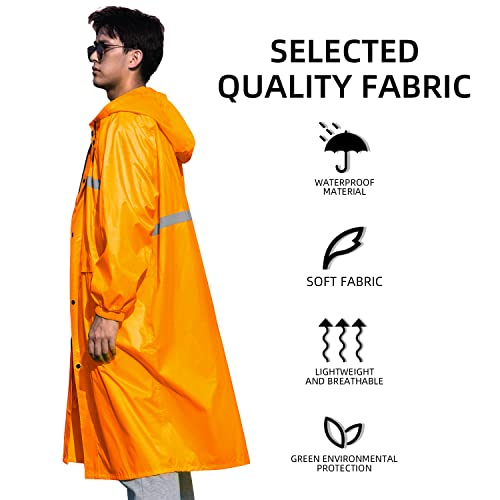 Image of Coralrain Long Hooded Raincoat Safety Waterproof Emergency Rain Jacket Poncho for Men Women Adults