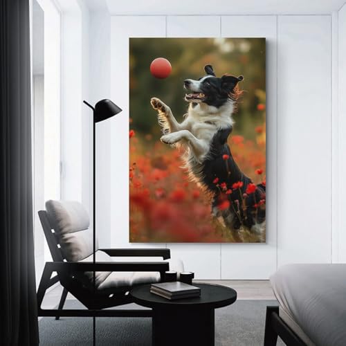 Cuadro sobre lienzo de Border Collie para solucionar paredes vacias en el comedor 3