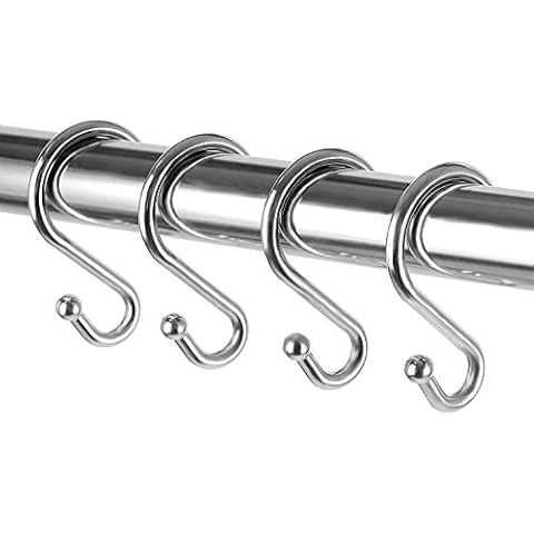 Metal Shower Curtain Hooks, Rust Resistant S Shaped Set of 12 Rings Cover