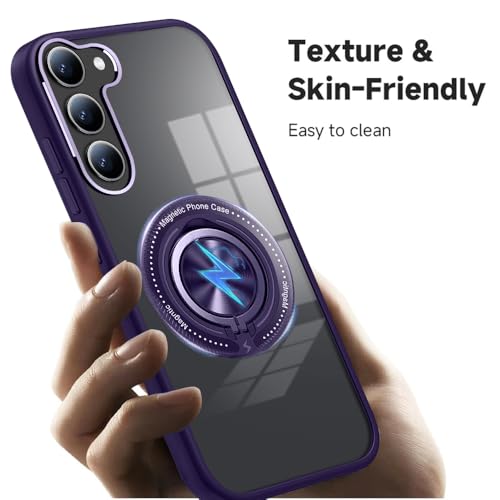 Image of KARWAN️360 Degree Stand with Mag-Safe Case with N52 Strong Magnets Mag-Safe Phone case Cover for Samsung Galaxy S23 || Mobile Back Cover for Samsung Galaxy S23 || Purple
