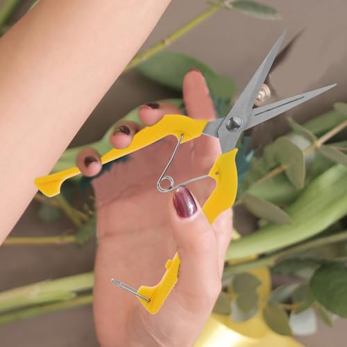 Tijeras de podar para jardín de acero inoxidable con mango amarillo miniatura 7
