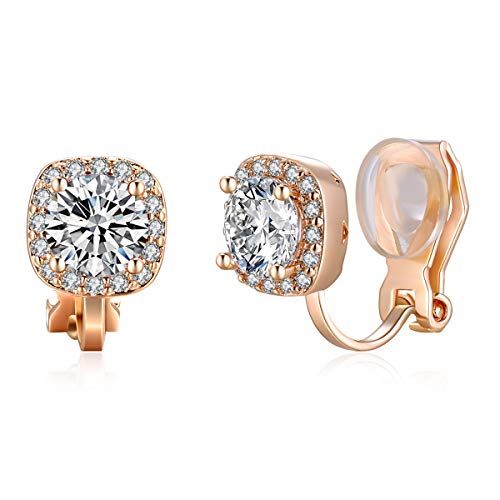 FANCIME Cubic Zirconia Clip On Earrings Fanshion CZ Brass Jewelry for Women Girls