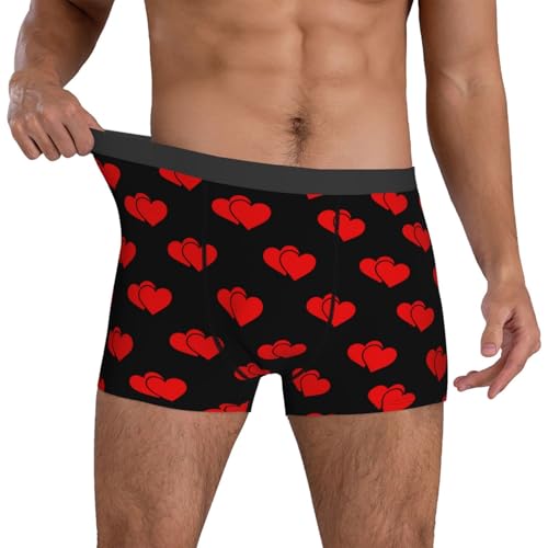 FUIPET Valentines Gifts for Men Heart Boxers Briefs & Socks Set for Valentines Day Gifts for Him Husband Boyfriend, Valentine Underwear - Small